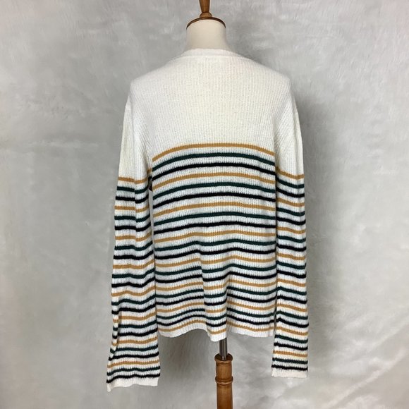 A.L.C. Meryl Wool Blend Ivory Multicolor Stripe Sweater L - Picture 4 of 8